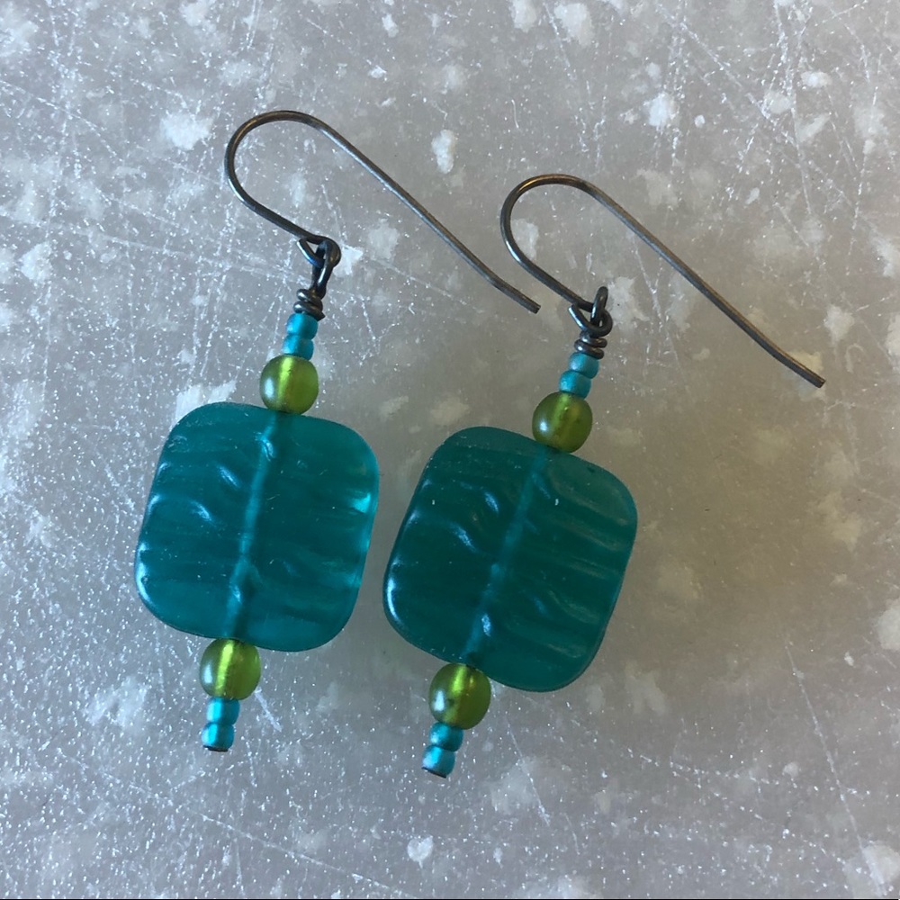 Teal & Green Dangle Earrings